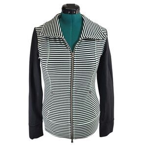 Lululemon Daily Yoga Jacket Mint Green Black Striped Full Zip Up Size 8‎